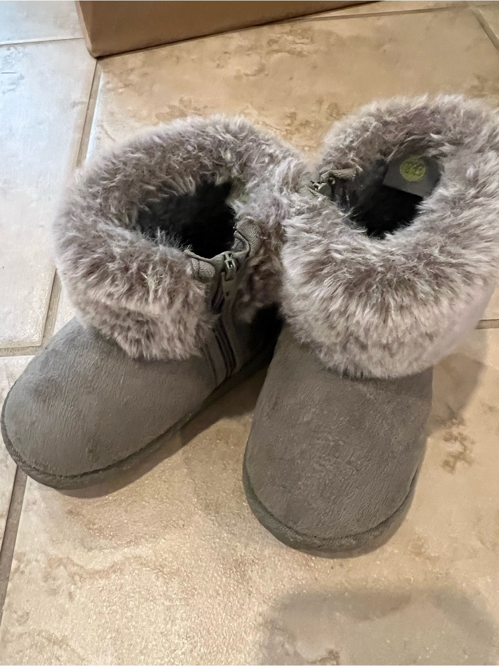 Children's Faux-Fur Cuff Winter Boots - Gray